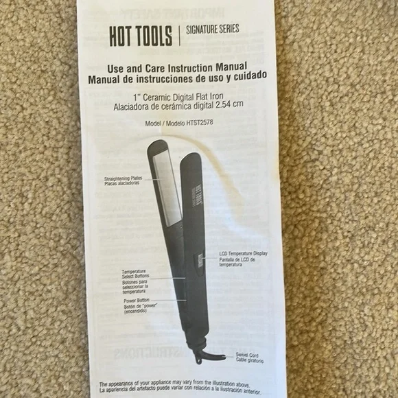 New without box Hot Tools 1” ceramic digital flat iron - Picture 6 of 8